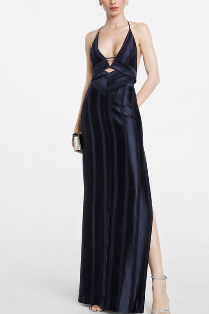 Prism Cut Out Saten Elbise 